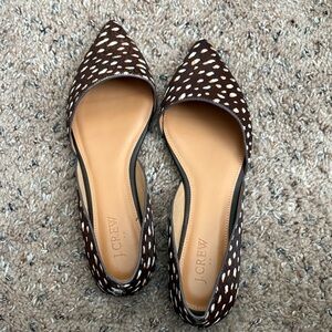 J. Crew Brown and White Flats with Pointed Toe